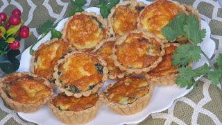 mini quiches á la créme au fromage et épinardsمنيي كيش بالسبانخ و كريمة الجبن  بنة  #وصفات رمضان