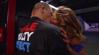 After saving her from Kane, John Cena and Eve kiss as Zack Ryder looks on: Raw, Feb. 14,  2012