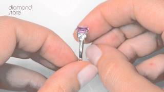 FET23 RUY - 18K White Gold 0.50CT H/SI Diamond and 1.00CT Pink Sapphire Ring