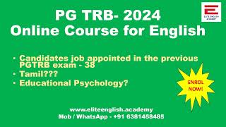 PGTRB 2024 English Literature Online Course Launch Elite English Academy