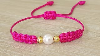 ▶️ DIY PULSERA Macramé NUDO PLANO ◀️ Pulseras de Hilo FÁCILES