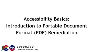 Accessibility Basics: Intro to PDF & Microsoft Word Remediation