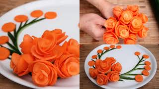 Handmade Carrot Rose | Food Decoration | Vegetable Carving