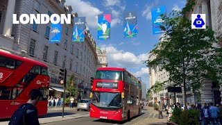 London Summer Walk 🇬🇧 Oxford & Regent Street to Piccadilly Circus | Central London Walking Tour