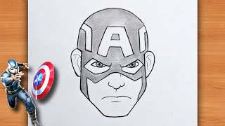 Captain America Drawing ( for kids ) | Avengers drawing | Captain America face Drawing  #avengers