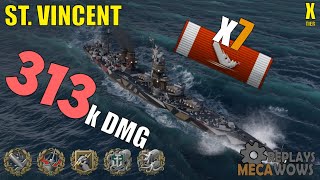 St. Vincent 7 Kills \u0026 313k Damage | World of Warships Gameplay