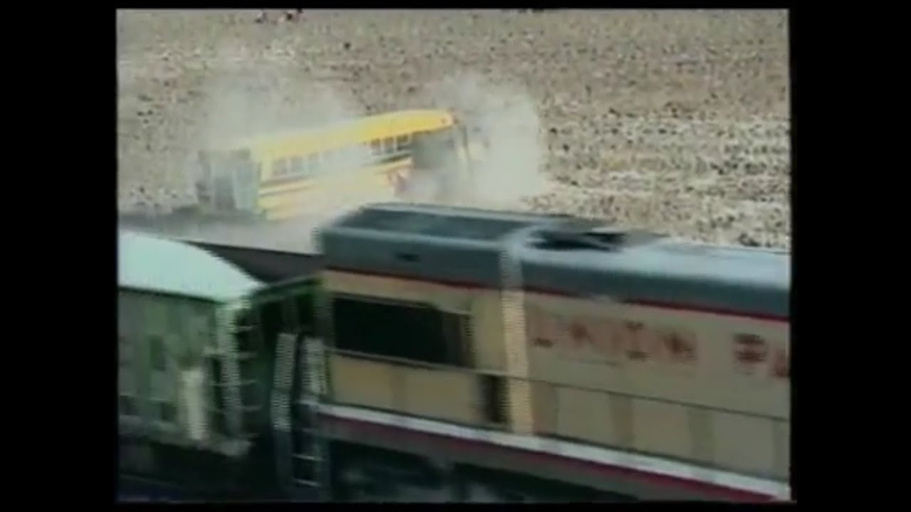 Train Hitting Empty School Bus