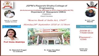 MBA Session -4 RBI ACT,1949,Functions Of RBI, Credit Control Measures BY Gizla Makhija-Guest Speaker