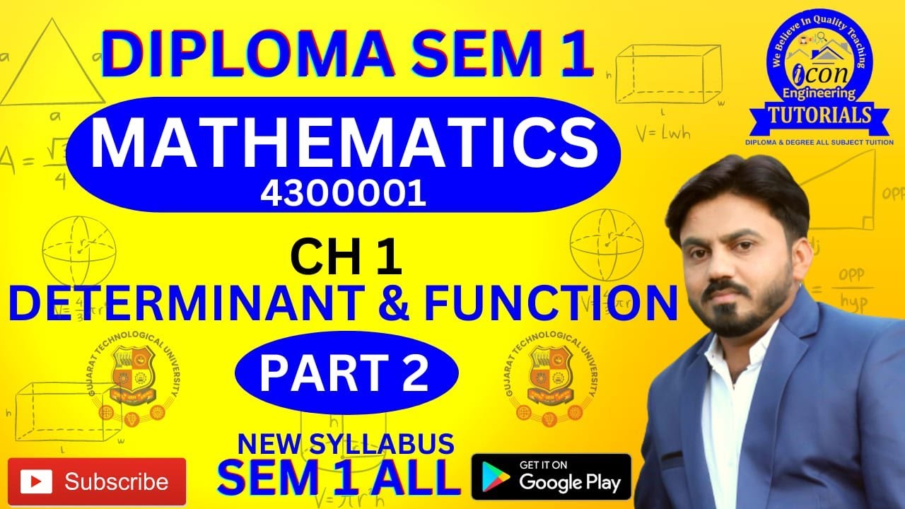 Diploma Sem 1 Mathematics Ch 1 Determinant And Function Sem 1 Imp