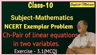 NCERT Exemplar Problem Sol. of Class 10 Maths  Pair of linear Equations in two Variables  Ex: 3.1