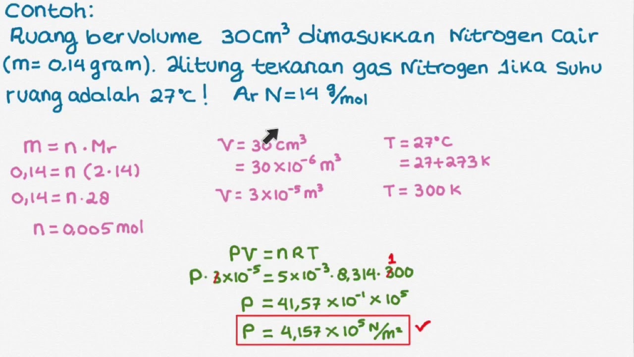 F109 Teori Kinetik Gas : Latihan Soal 1 (Persamaan Gas Ideal) - YouTube