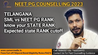 Telangana State Rank(SML) VS NEET PG 2023 RANK/ Know Your State Rank/ Expected Cutoff on SML