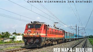 WAP-4 with LHB || OFFLINK WAP-4 (BZA) with CHENNAI VIJAYAWADA JAN SHATABDI SPL | PALINDROME NUMBERED