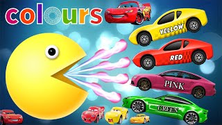 Learn Colors for kids with Pacman VS Cars Cartoon and Colours for Baby to Learn