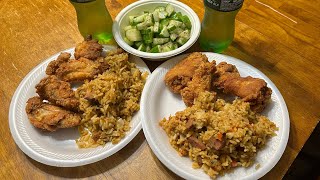 Seafood rice and fried chicken my way