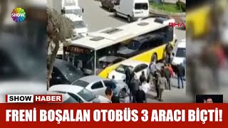 Freni boşalan otobüs 3 aracı biçti!