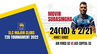 Movin Subasinghe 24 (10) \u0026 2 wickets vs Ace Capital | SLC Major Clubs T20 Tournament 2022