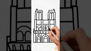 How to draw Notre Dame Cathedral, Paris #shorts