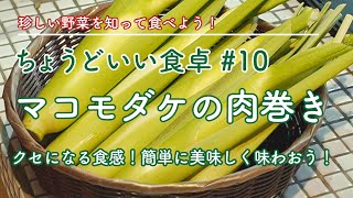 【マコモダケの肉巻き】食感が楽しくて美味しい！マコモダケを味わおう！