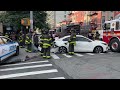 **very brief video** showing aftermath of mva involving a fdny engine u0026 a passenger car in brooklyn.