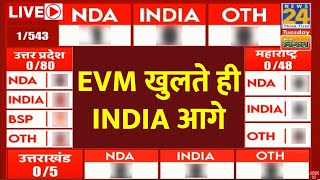 Election Results 2024: EVM खुलते ही INDIA ने बना ली बढ़त | News24 LIVE | Hindi News LIVE