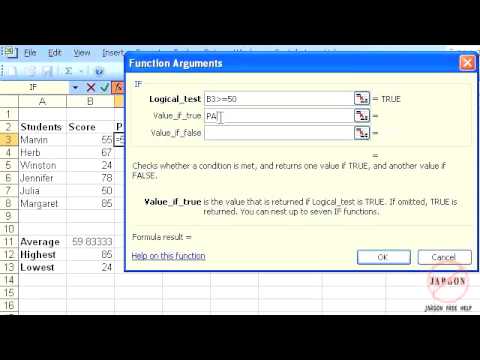 Excel 2003: IF Function Excel 2003: IF Function