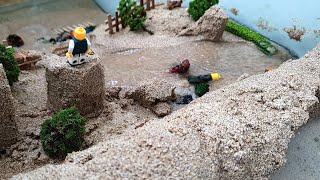 LEGO DAM BREACH AND FLOOD WITH REAL WATER EXPERIMENT #3 - SAND CASTLE TOTAL FLOOD AND DESTROY
