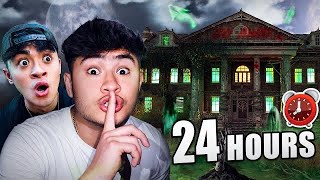 24 HOUR OVERNIGHT CHALLENGE in HAUNTED HOUSE!