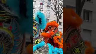 15sec in Paris【15秒パリ散歩】パリのチャイナタウンで獅子舞 旧正月のパレード #parisstroll #パリ散歩 #shorts