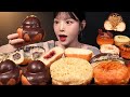 Crunchy Dubai Chocolate Doughnut Mukbang! Cream Bread Dessert Asmr