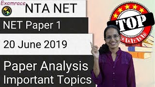 NTA NET Paper 1 Analysis (20th June 2019) - Topics & Questions| Most Important! Don't Miss!