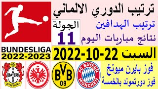 ترتيب الدوري الالماني وترتيب الهدافين اليوم السبت 22-10-2022 الجولة 11 - فوز بايرن ميونخ