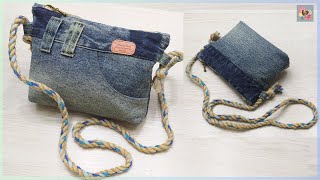 DIY Mini Hemp Rope Denim Sling Bag