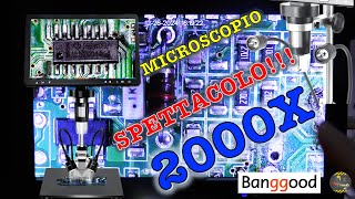 AMAZING MICROSCOPE for electronics with many SECRETS Mustool DM12 10.1'' 2000X 20MP BANGGOOD