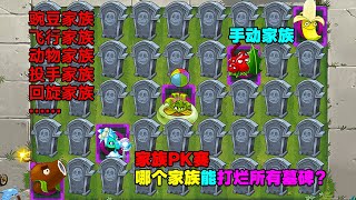 PVZ：各种植物家族VS满屏墓碑！瓷砖排布倾斜状，能赢的都是强力家族【庄先森解说】