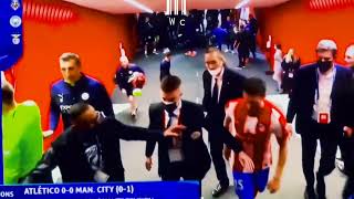 ManchesterCity vs atletico Madrid players fight in the tunnel.savic and grealish , Walker