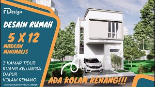 TRANSFORMASI LAHAN SEMPIT JADI RUMAH 2 LANTAI DENGAN KOLAM RENANG SUPER KEREN! – DESAIN RUMAH 5 X 12