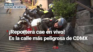 ¡CON TODO Y EJEMPLO! | Nuestra conductora se cayó en la calle más peligrosa de la CDMX