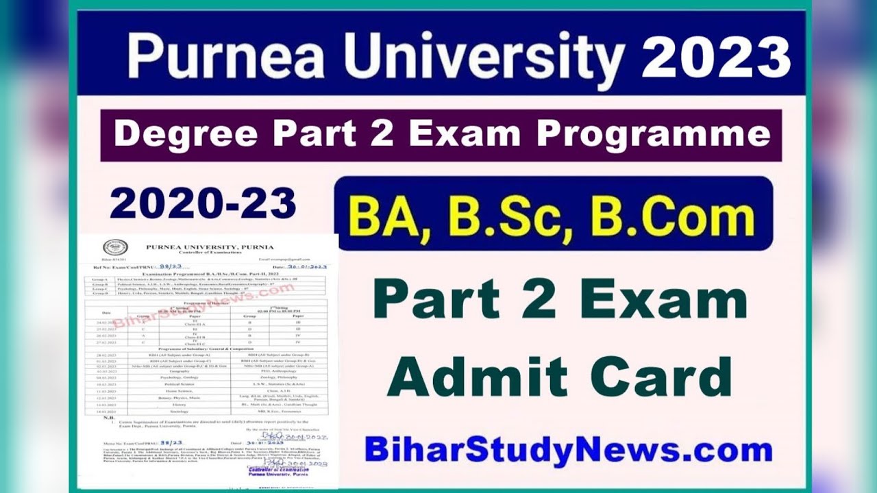 Purnea University Part 2 Admit Card Download Full Video, How To ...