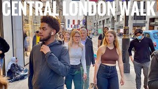 London West End Street Walk | Central London Evening Walking Tour - October 2021 [4K HDR]