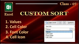 Sorting in Excel | Custom Sort in Excel (by Value, Font Color, Cell Color and Icon Set),step by step
