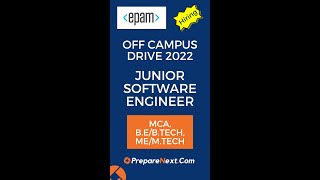Epam Systems Off Campus Drive 2022 | Junior Software Engineer | IT Job | Engineering Job