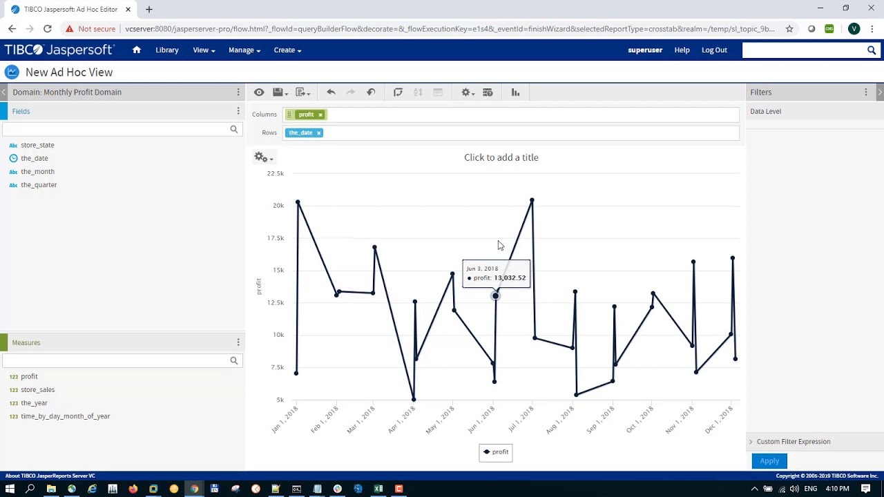 TIBCO Jaspersoft: How To Create A Time Series Column Chart In Ad Hoc ...