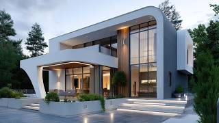 Elegant Contemporary Mansion Design with Organic Curves and Cozy Interiors