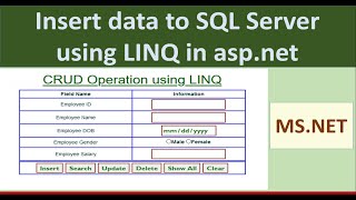 Insert data to sql using LINQ in asp.net crud part 1