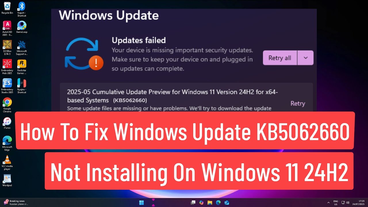 How To Fix Windows Update Kb5062660 Not Installing On Windows 11