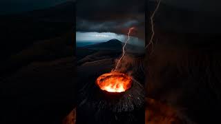 Volcano and Lightning #volcano #lightning #lava #flame #fire #short  #flame #strike #thunder #shorts