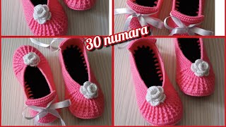 30 numara örgü babet yapılışı #örgü #babetpatik #tarif #elemeği#ayakkabı#keşfet#youtubviral#youtuber