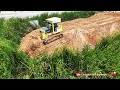 Best Small Komatsu Bulldozer Techniques Pushing Soil, Dump Truck Unloading Soil Filling Delete Grass