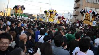 平成27年10月17日　新居浜市　川西地区　一宮神社祭礼　工場前　いざり　その２　（東町vs江口　大江vs中須賀　新須賀vs西原）